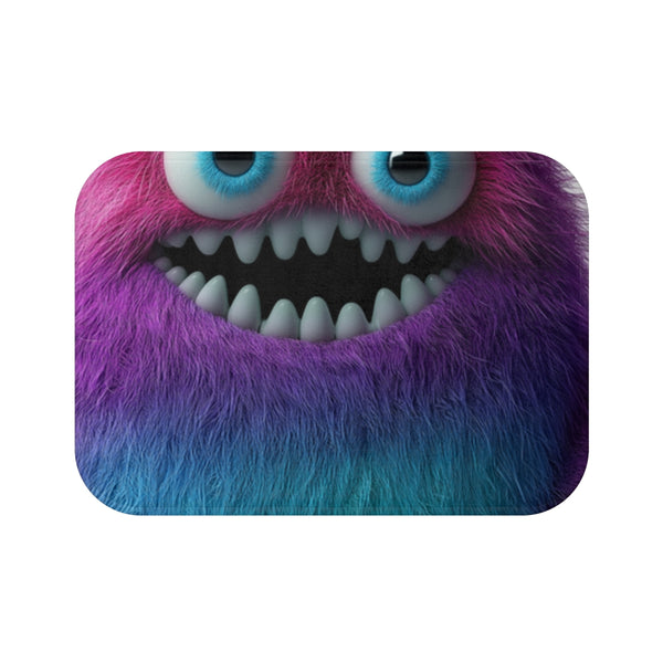 3d Render Cute Monstervivid Color White Luxury Memory Foam Bath Mat - Top View
