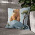 Stylized 3D Kawaii Character Art — Faux Suede Cushion Cover — Sofa & Living Room Lifestyle View