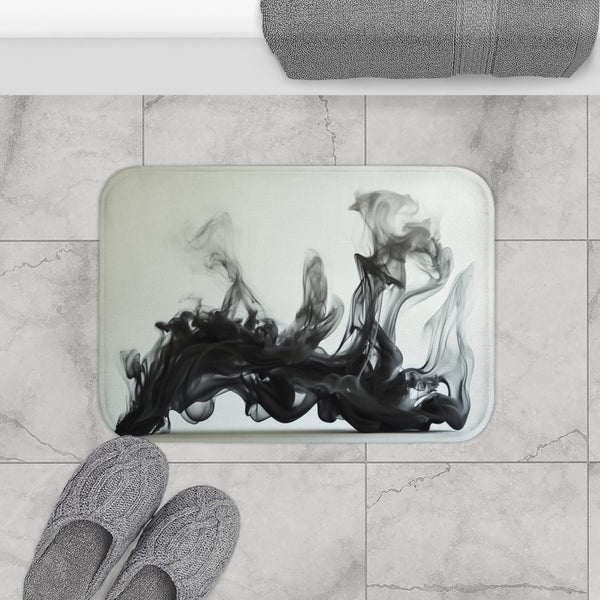 3D Typography Made of Smoke (Edition II) — Memory Foam Bath Mat — Modern Bathroom Floor Lifestyle View