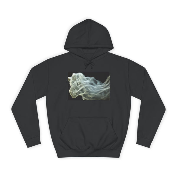 3d Typography Made of Smoke Graphic Unisex College Hoodie - Jet Black Front