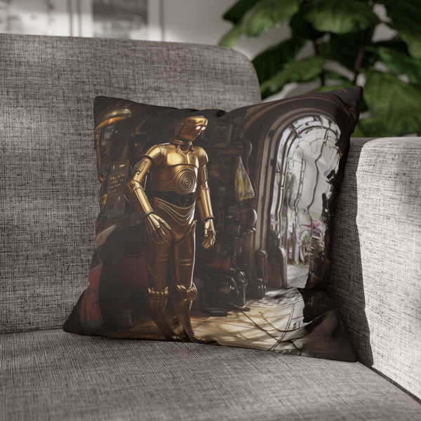 3po Exploring Droid Repair Shop, Ste — Double-Sided Cushion Cover — Sofa & Armchair Living Room Lifestyle View