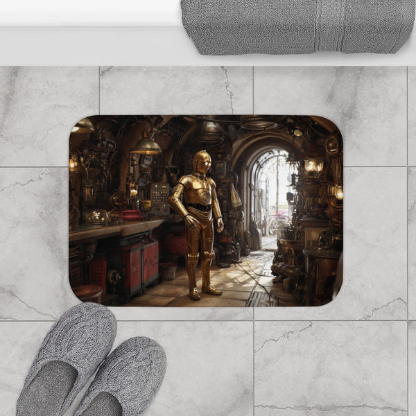 3po Exploring Droid Repair Shop, Ste — Memory Foam Bath Mat — Modern Bathroom Floor Lifestyle View