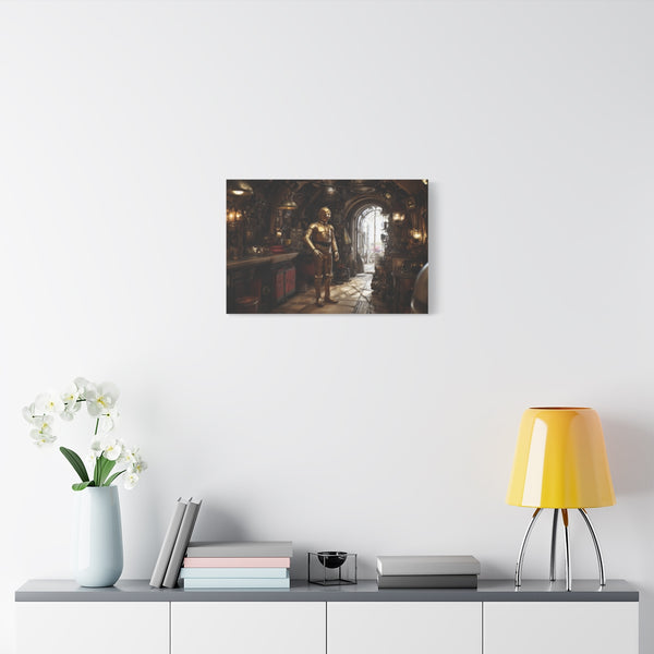 3po Exploring Droid Repair Shop, Ste — Stretched Canvas Wall Art — Living Room Wall Lifestyle View