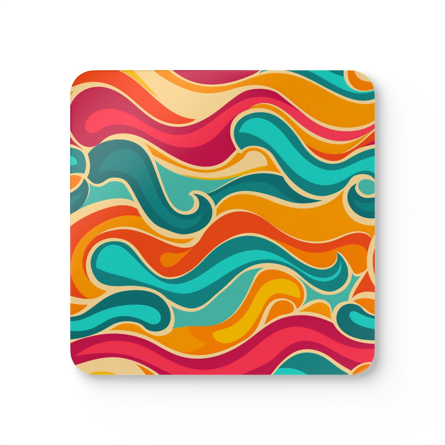 Retro Waves Corkwood Coaster Set: Vibrant & Stylish | Home Decor | Accessories, Coasters, Desk, Kitchen, Kitchen Accessories, Sublimation, Summer Picks | Prints with Passion