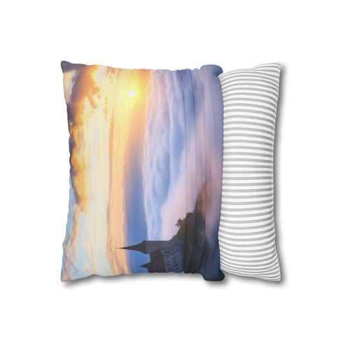 Fantasy Castle Above the Clouds (Edition II) — 40×40 Cushion Cover — Sofa & Living Room Lifestyle View