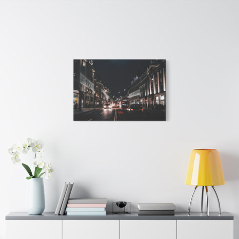 Oxford Street London at Night Illuminated Stretched Canvas Wall Art – Prints With Passion (View 7)