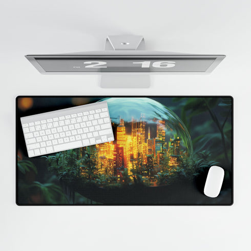 City Inside a Glowing Mushroom Cap Gaming XXL Extended Desk Mat