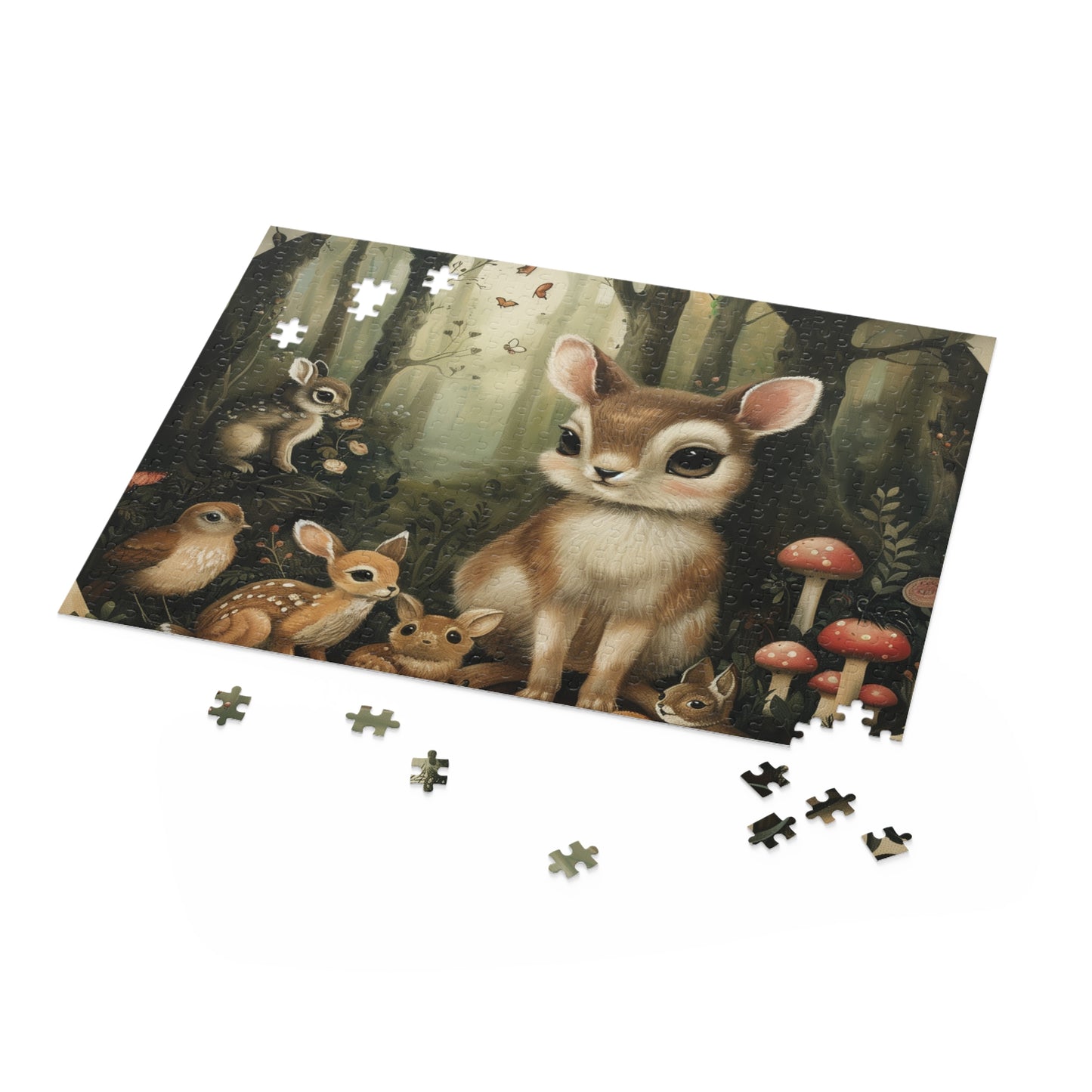 "Woodland Creatures Jigsaw Puzzle with charming animal illustrations"