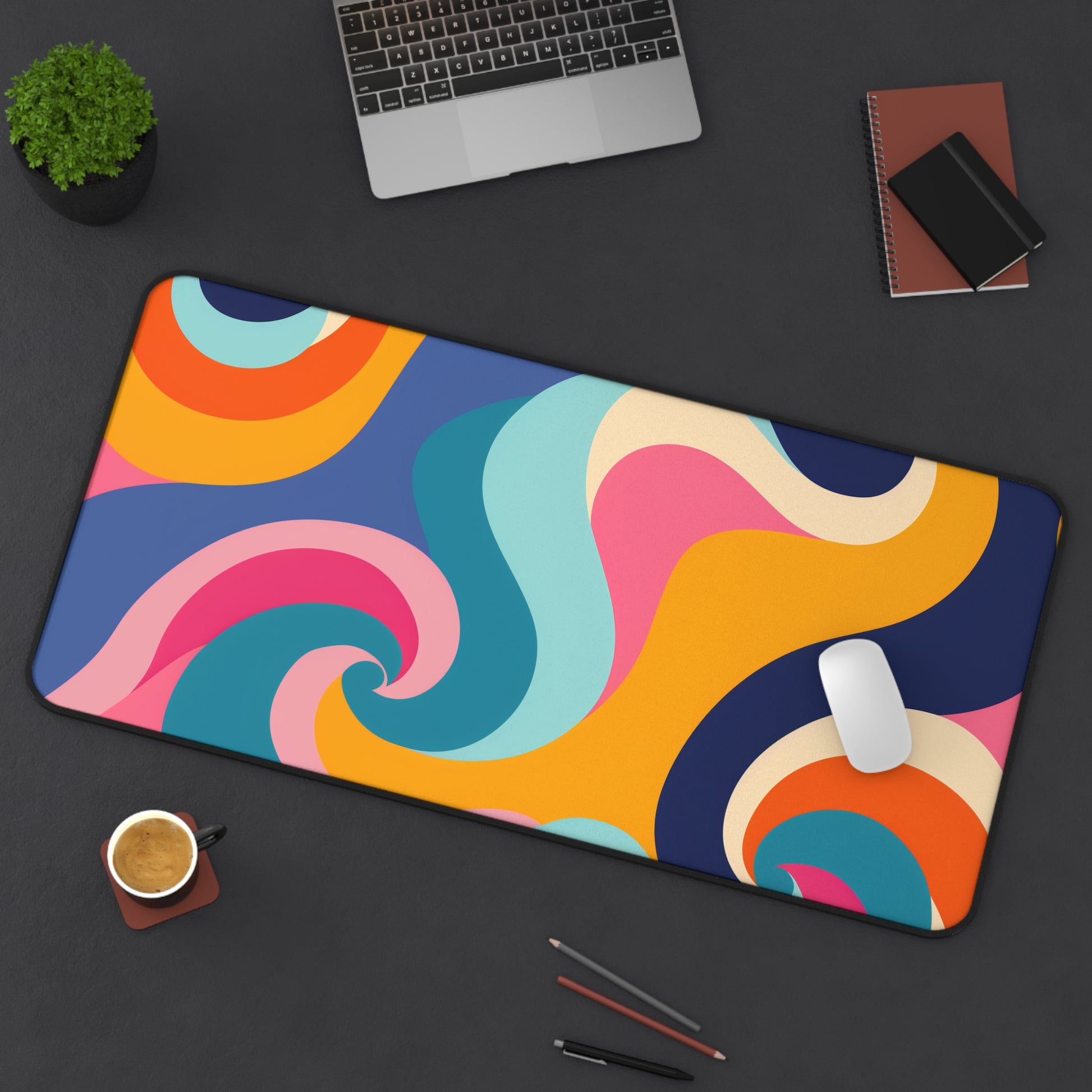 Retro Waves Desk Mat | Desk Mat | Accessories, Back-to-School, Desk, Fall Bestsellers, Home & Living, Mouse pad, Mouse Pads, Mousepad, Seasonal Picks, Stationery, TikTok | Prints with Passion