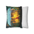 City Inside a Glowing Mushroom Cap — 40×40 Cushion Cover — Sofa & Living Room Lifestyle View