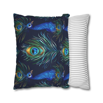 "Soft and Stylish Peacock Feathers Pillowcase in Vibrant Blue Seamless Pattern - Transform Your Bedroom Decor with this Unique Accent Piece"