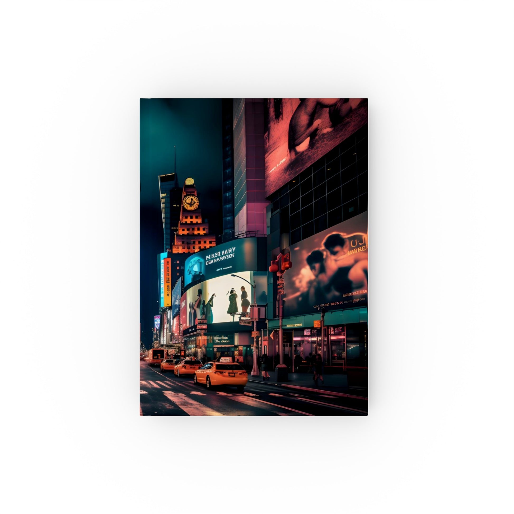 "Times Square inspired journal with vibrant NYC skyline design, perfect for city lovers and dreamers"