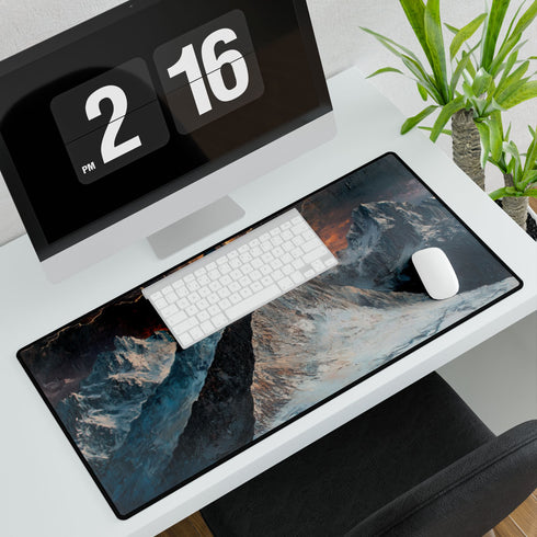 Ancient Mountain Split by Lightning — XL & XXL Desk Mat — 3mm Non-Slip Natural Rubber Base Detail