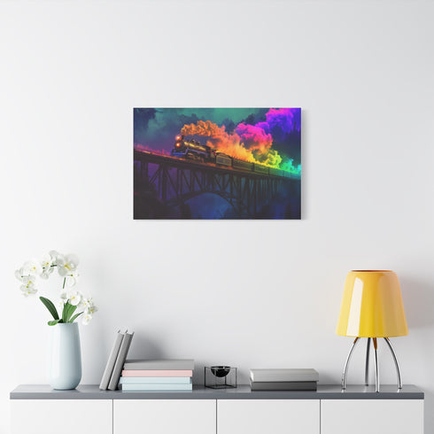 Ghostly Train Crossing Rainbow Bridge — Canvas Wall Art — Product Detail View 7