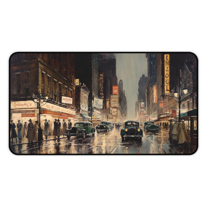 Vintage-inspired 1920s New York desk mat with captivating city image, adds elegance and protection to your workspace.