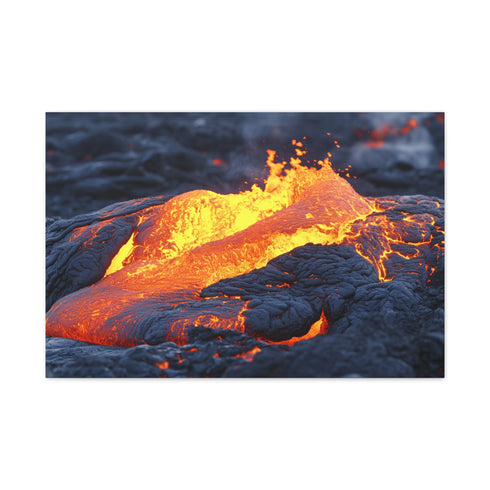 Lava Flowing from Floating Volcano (Edition II) — Canvas Wall Art — Living Room Wall Lifestyle View