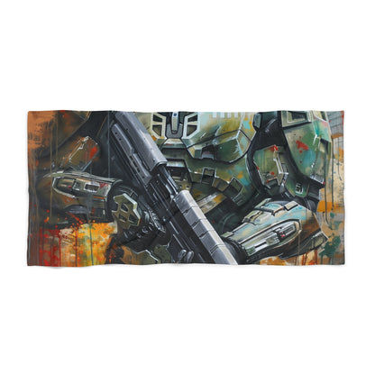 Show off your gamer pride with this Master Chief Funko Pop Beach Towel Art. Perfect for any gaming enthusiast looking to make a statement at the beach or pool. A unique masterpiece that combines gaming and beach fun in one stylish accessory. Dive into the gaming world while soaking up the sun and waves with this epic beach towel.