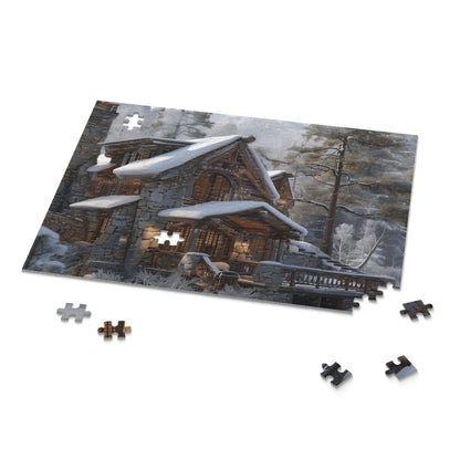 "Rustic Mountain Cabin jigsaw puzzle - perfect for nature lovers and puzzle enthusiasts"