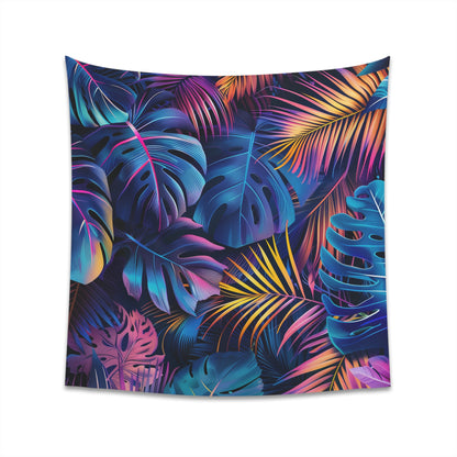 "Neon Botanical Tapestry - Vibrant Tropical Glow for Stylish Décor - Perfect Gift - Available in 2 Sizes"