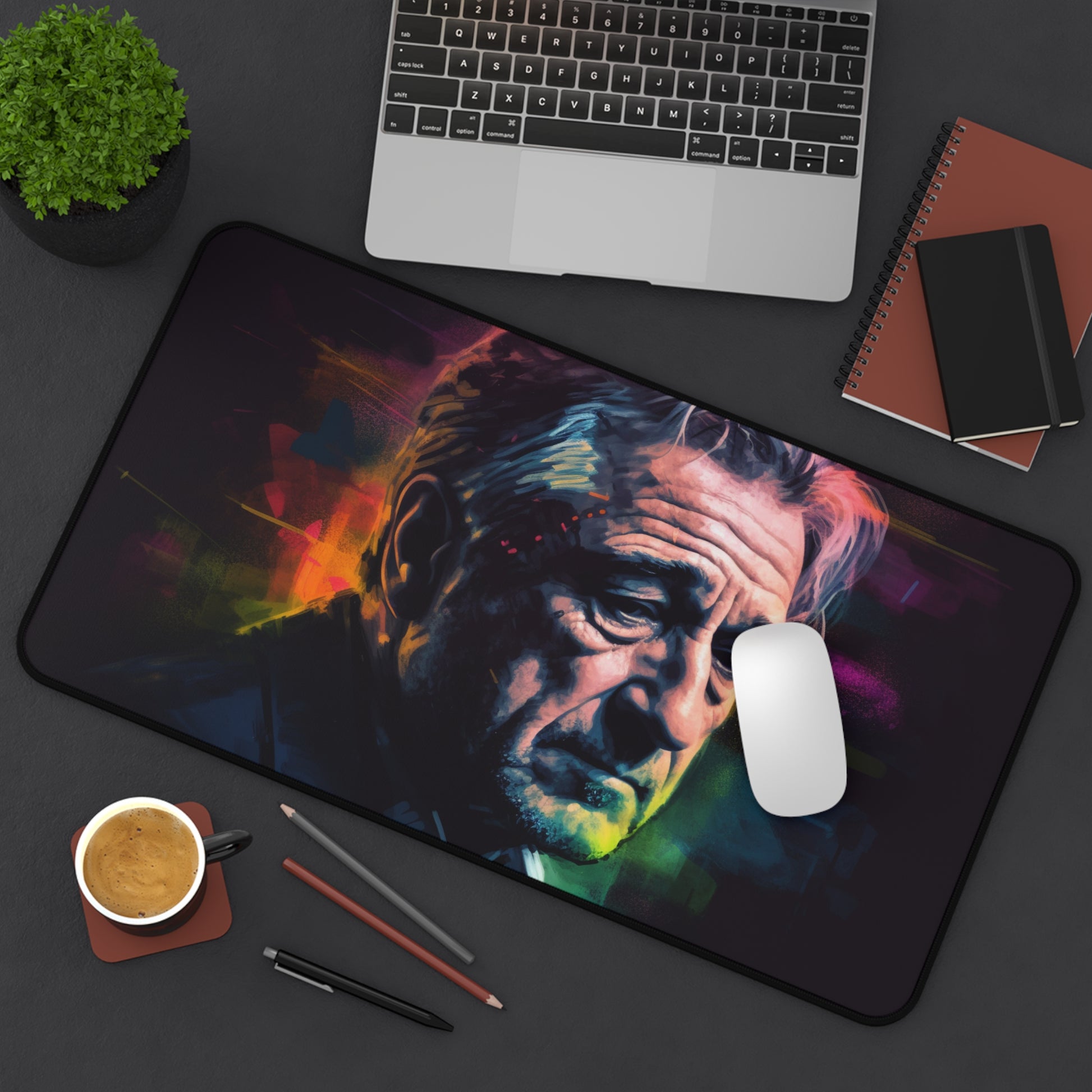 "Officially licensed Rob DeNiro desk mat for style and workspace protection"