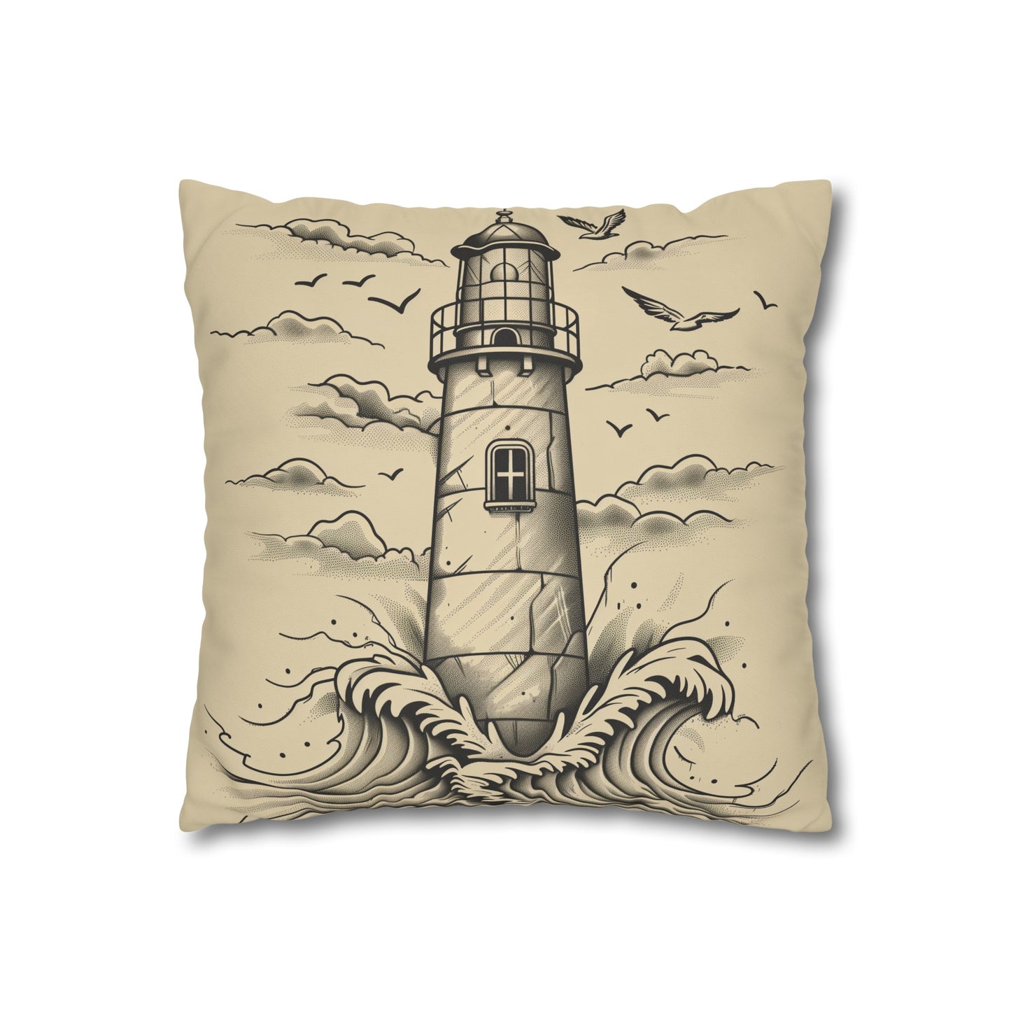 "Seaside Beacon Pillowcase - Hand-drawn coastal design, high-quality material, perfect for all seasons. Bring the charm of the coast to your bedroom!"