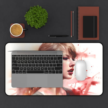 "Taylor Swift Watercolor Desk Mat - Stay inspired and organized in style with this whimsical workspace accessory"