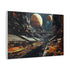 Floating Market in Space — Canvas Wall Art — Side Profile & Stretched Corner Detail
