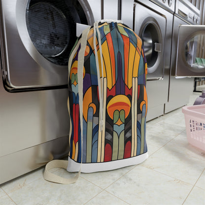 "Abstract Deco Laundry Bag - Stylish laundry organization with art deco patterns for sophisticated spaces"