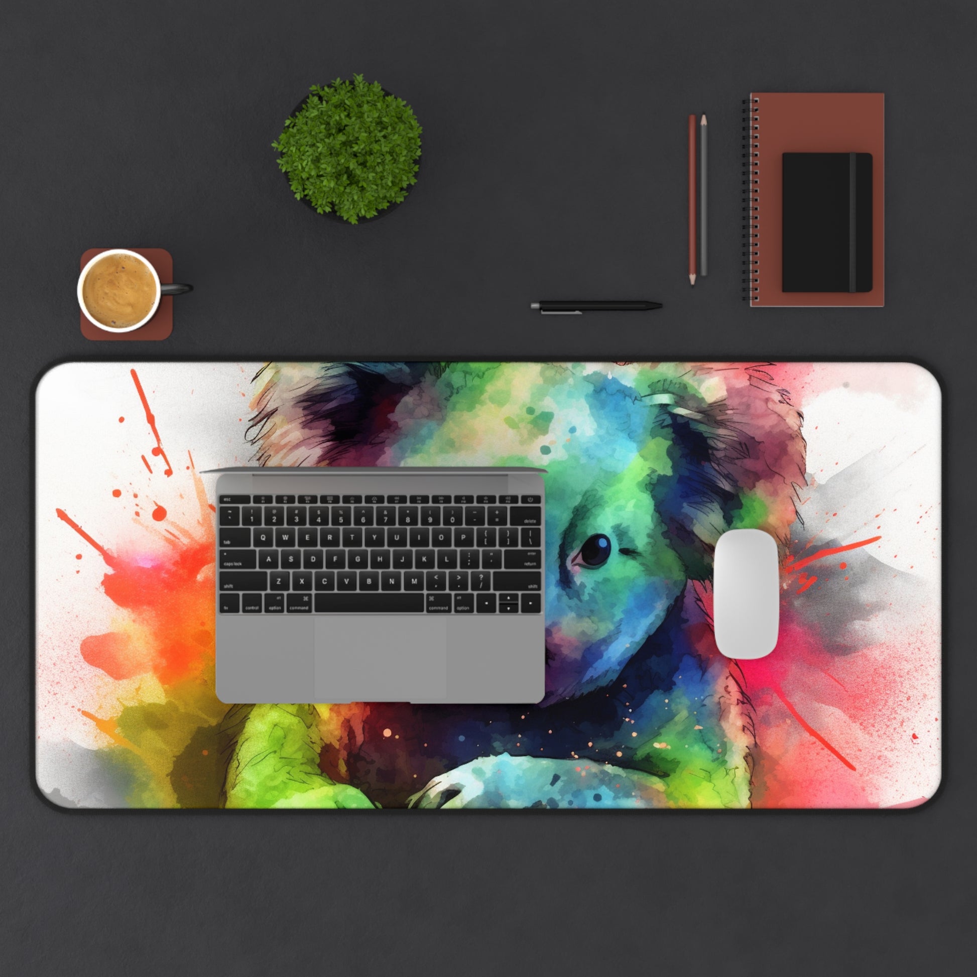 "Adorable Koala Watercolor Desk Mat - Protect your desk in style with this charming and whimsical design"