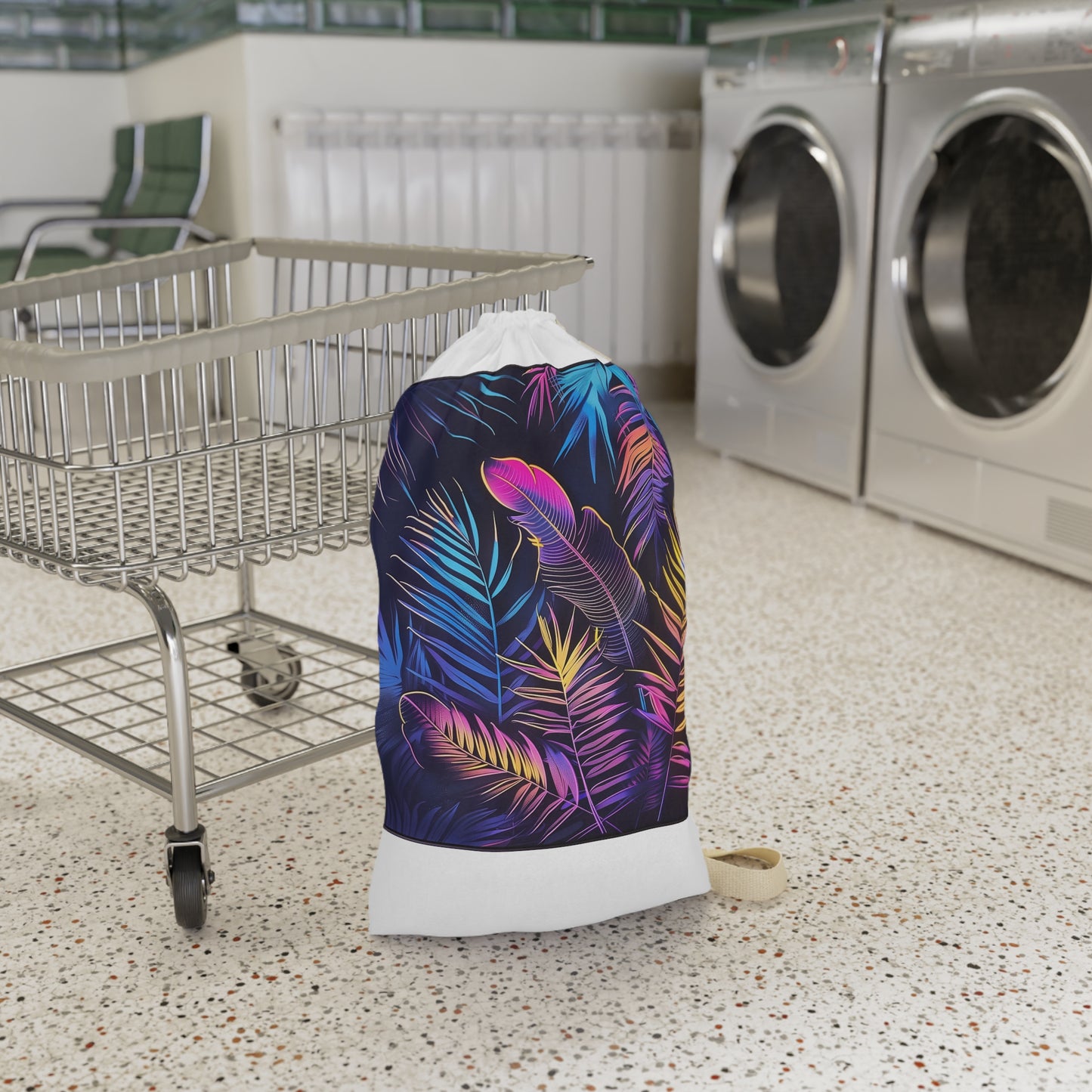 Vibrant Neon Tropical Paradise Laundry Bag for Stylish Laundry Organization