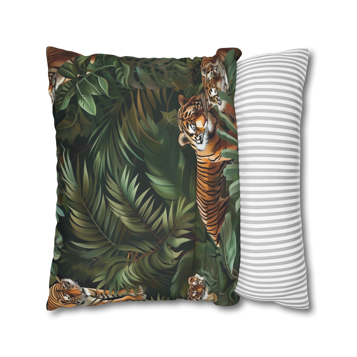 "Bring the jungle to your bed with Tiger Jungle Safari Pillowcase, featuring majestic tigers in a seamless pattern for adventurous home decor."