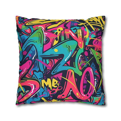 "Neon Urban Graffiti Pillowcase - Add edgy urban cool vibes with bright neon colors in seamless pattern"