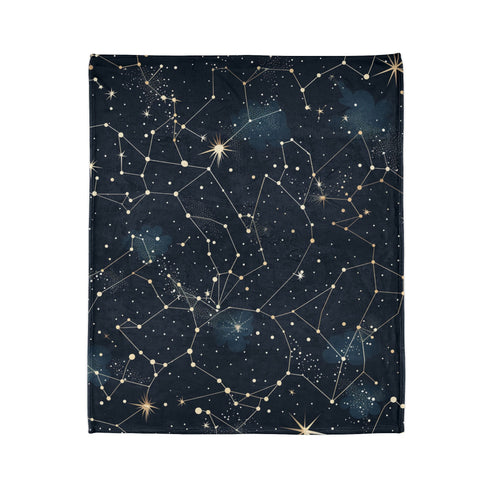 Celestial Constellation Stars Night Sky Plush Fleece Throw Blanket - View 7 | Prints With Passion