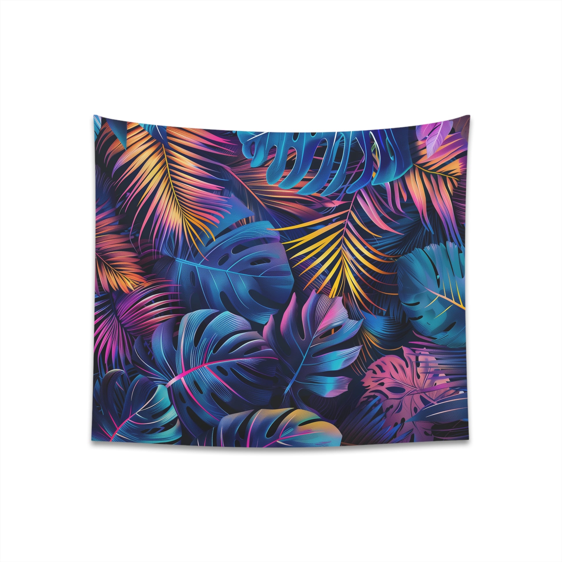 Neon Botanical Tapestry: Vibrant Tropical Glow for Stylish Space - Perfect for All Seasons and Makes a Great Gift