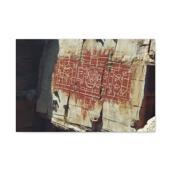 Canyon Walls with Ancient Digital Glyphs Stretched Canvas Wall Art