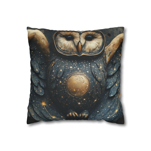 Owl with Constellation Wings (Edition II) — 40×40 Cushion Cover — Front 40×40 cm Square Cushion View