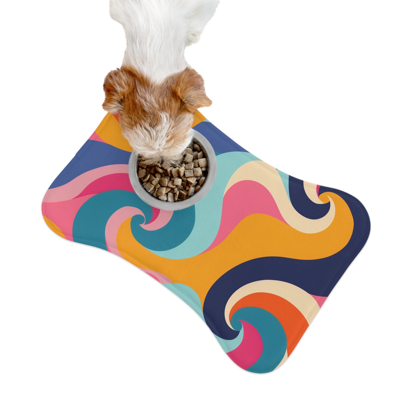 Retro Waves Pet Feeding Mat: Vibrant & Seamless