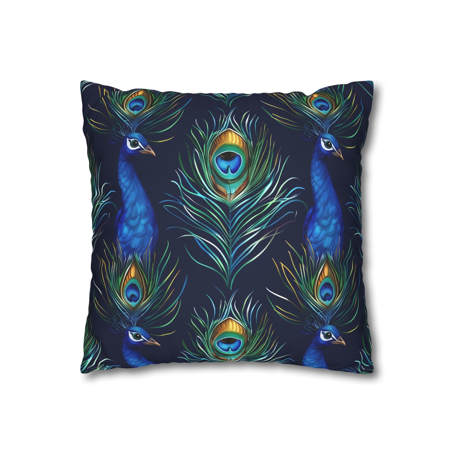 "Vibrant blue peacock feathers pillowcase, soft and stylish home decor accent"