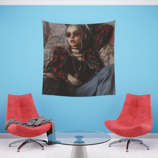 "90s Redux Grunge Tapestry: Iconic imagery on high-quality material, perfect for all seasons. Shop now!"