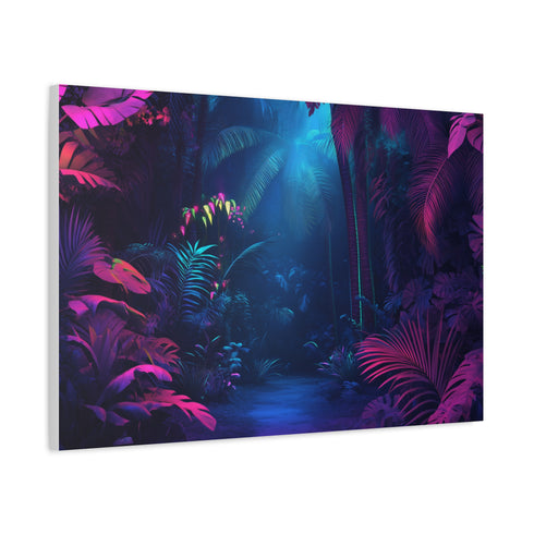 Neon Lit Jungle with Glowing Fauna — Canvas Wall Art — Product Detail View 6