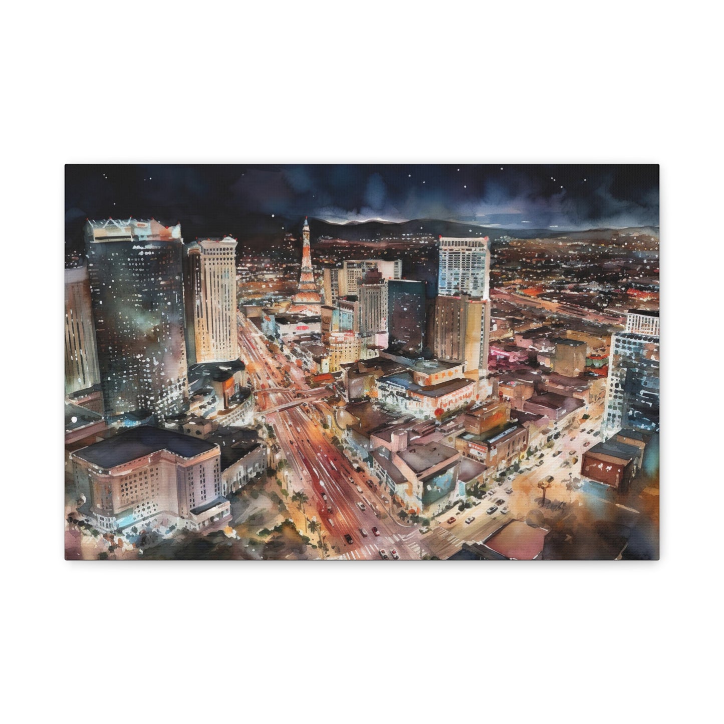 Vegas Night Skyline Canvas Print