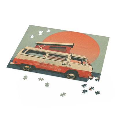 Retro Camper Van Sunset 1000-Piece Jigsaw Puzzle for Nostalgic Travel Enthusiasts