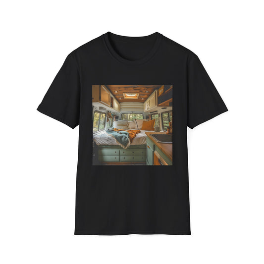 Home is Where We Park It: Retro Camper Van Interior T-Shirt | T-Shirt | DTG, Men's Clothing, Regular fit, T-Shirts, Unisex, Women's Clothing | Prints with Passion