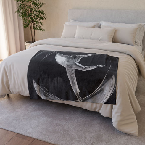Ballet Dancer Spinning Through Gravity — Plush Fleece Throw Blanket — Product Detail View 6