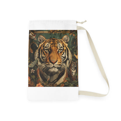 "Wild Tiger Print Laundry Bag for Organizing Dirty Clothes - Add Some Animal Magic to Laundry Day!"