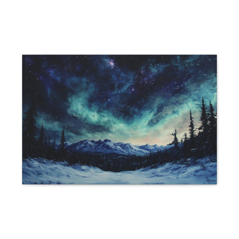 Aurora Lights over a Snowy Tundra — Canvas Wall Art — Front Gallery-Wrapped Canvas View