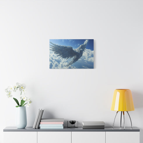 Satellite Shaped Like an Angel — Canvas Wall Art — Kiln-Dried Pine Frame & Ready-to-Hang Back View