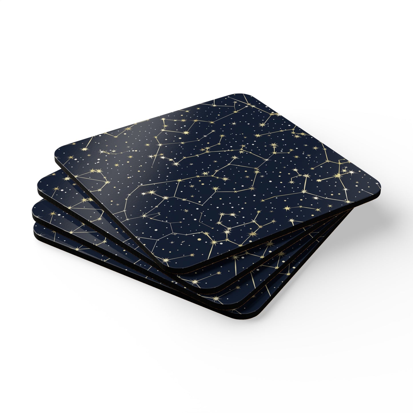 Starry Night Coaster Set: Celestial Corkwood Collection