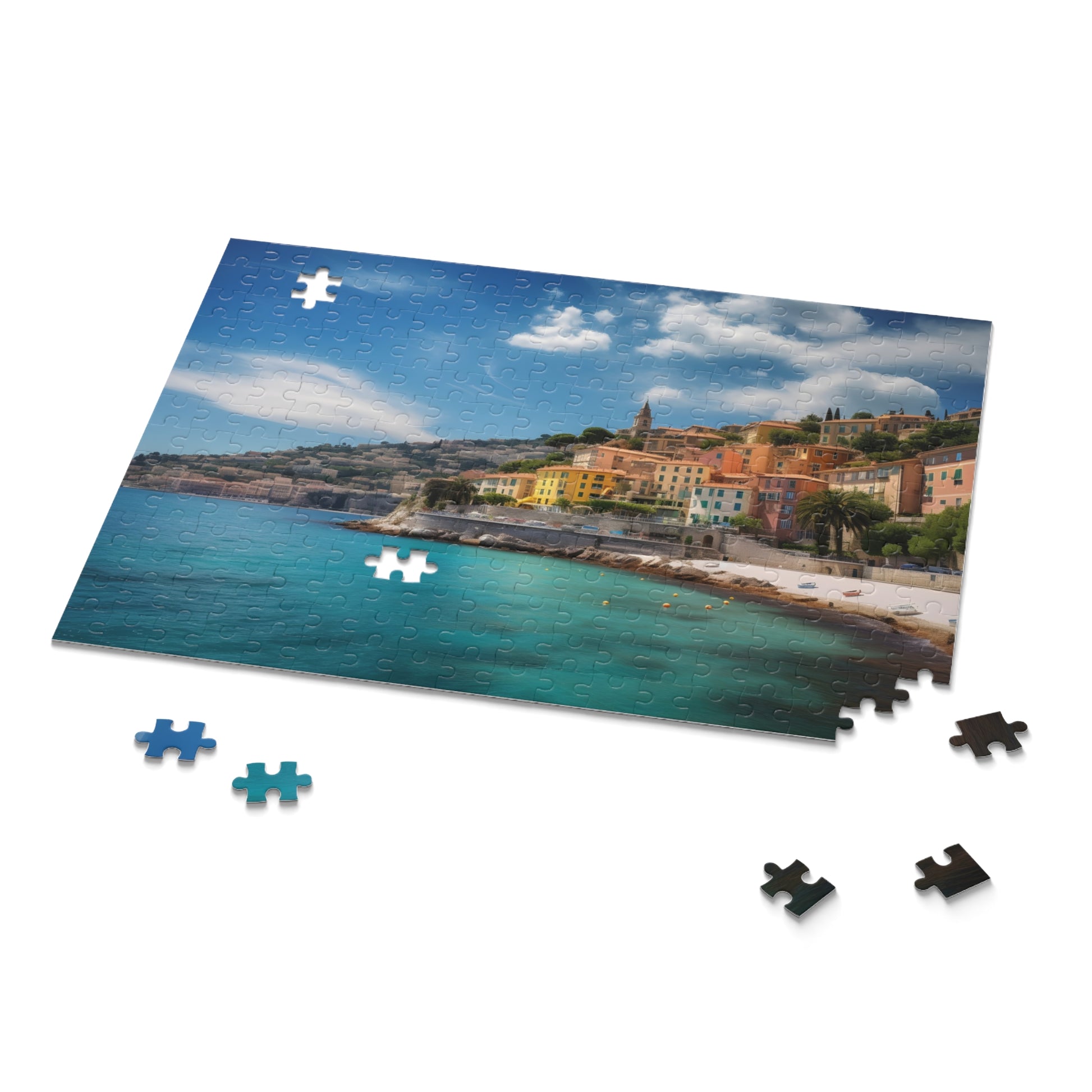 Explore the beautiful French Riviera with this vibrant jigsaw puzzle depicting the iconic coastline and charming villages. Perfect for travel lovers and puzzle enthusiasts.