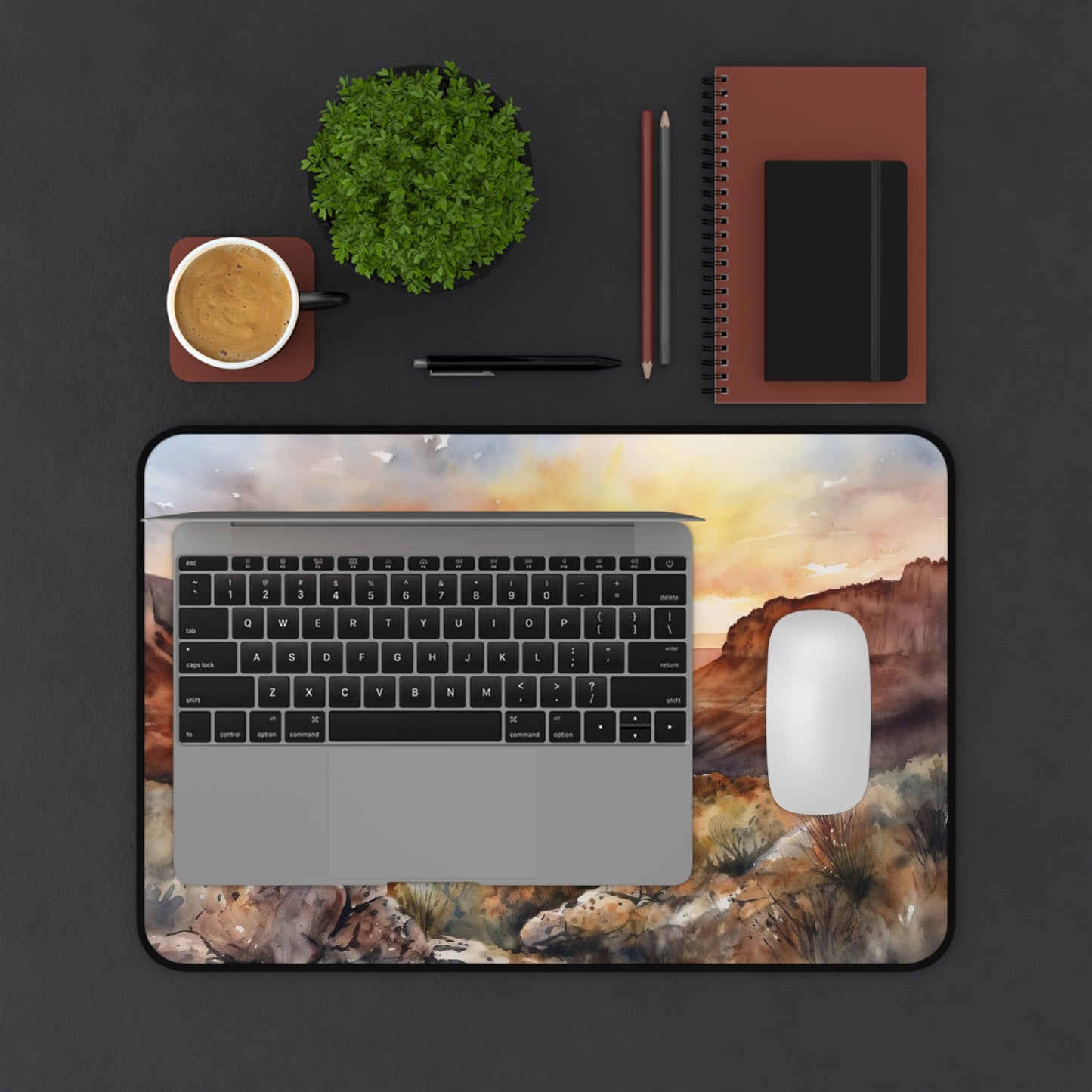 Desert Mountains Desk Mat - Bring Serene Beauty to Your Workspace with Nature-Inspired Landscape Image